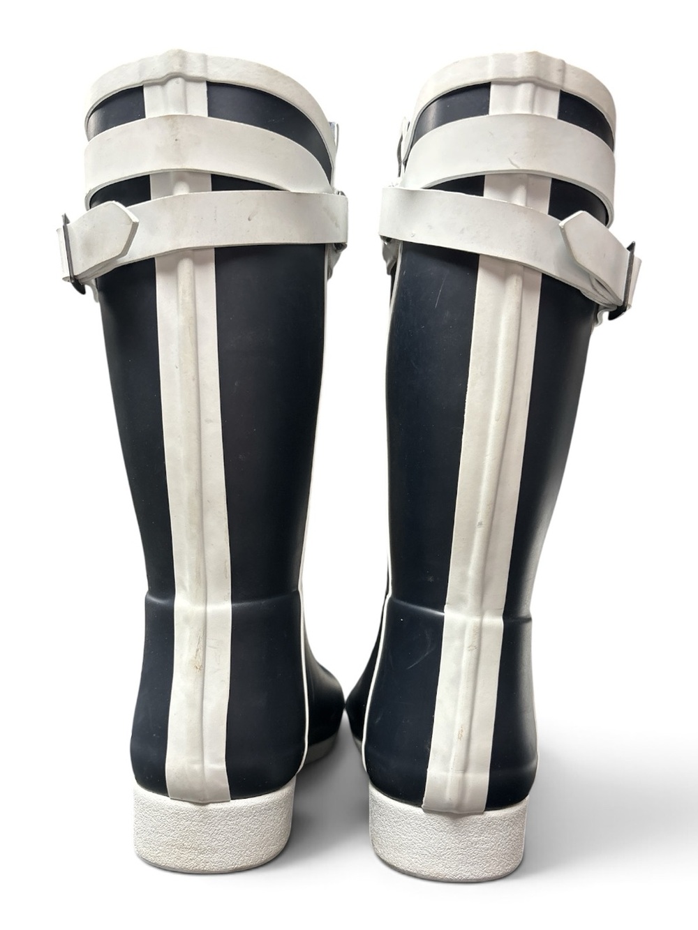 Hunter Boots Refined Slim Fit Contrast Rain Boots Dark Navy White Women Size 8 - Picture 3 of 8